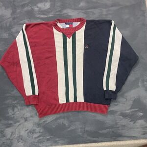 Vintage tommy Hilfiger sweater mens XL  Blue 1990s colour block‎ logo